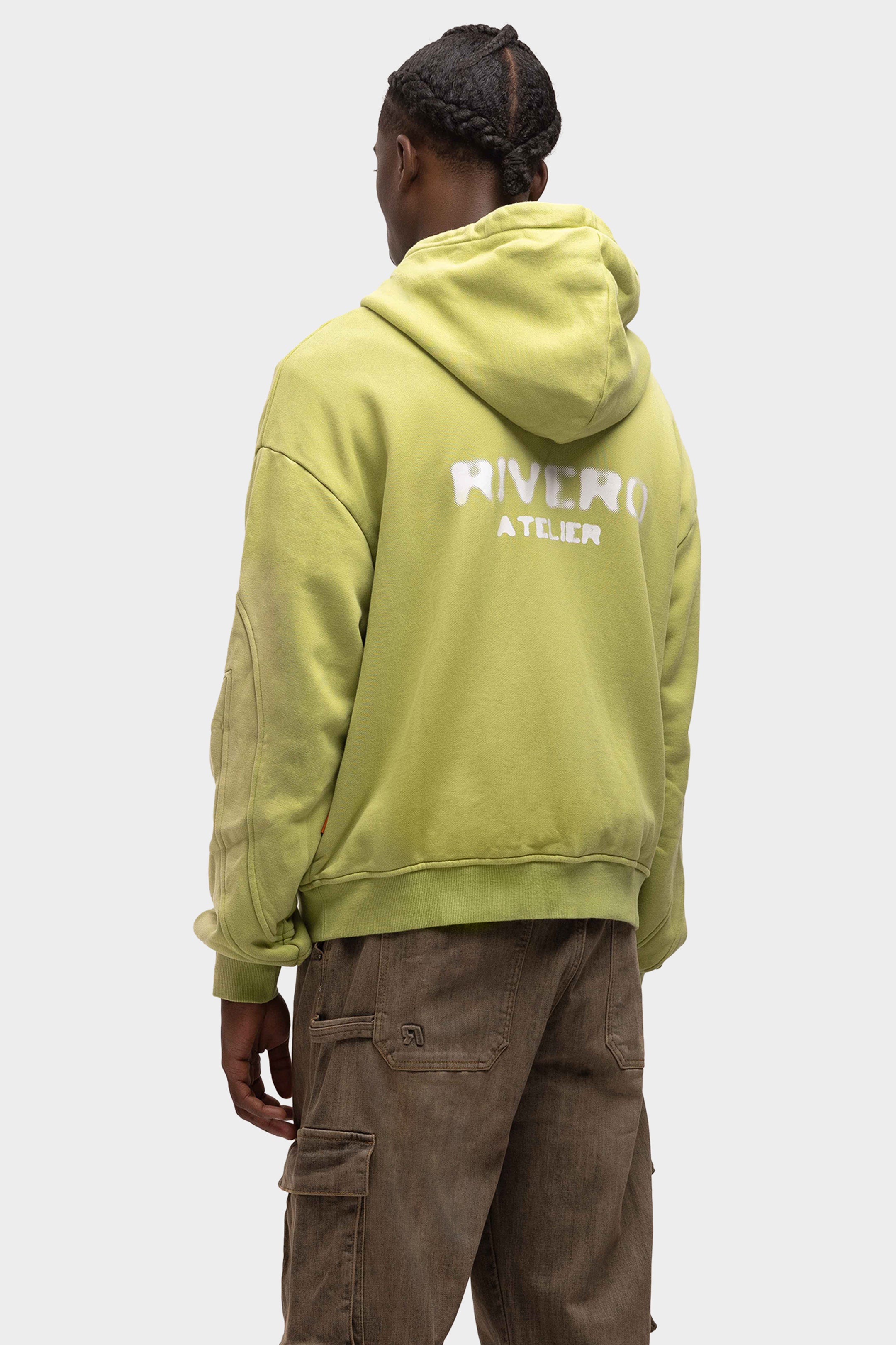 ATELIER SIDE WASHED ZIP HOODIE GREEN