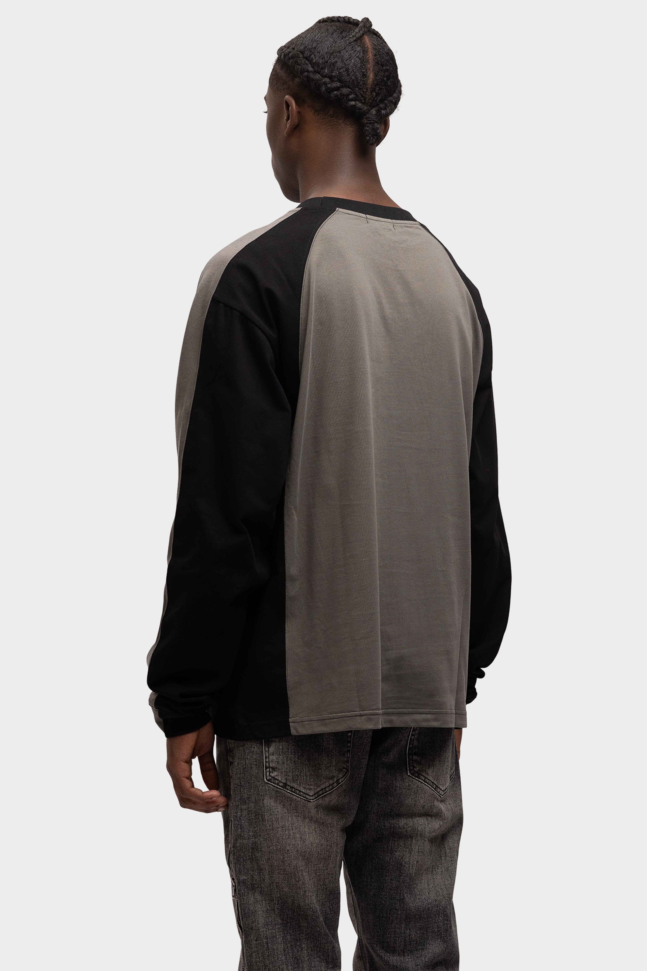 PANELED OVERSIZED LONG SLEEVE TEE BLACK/GREY