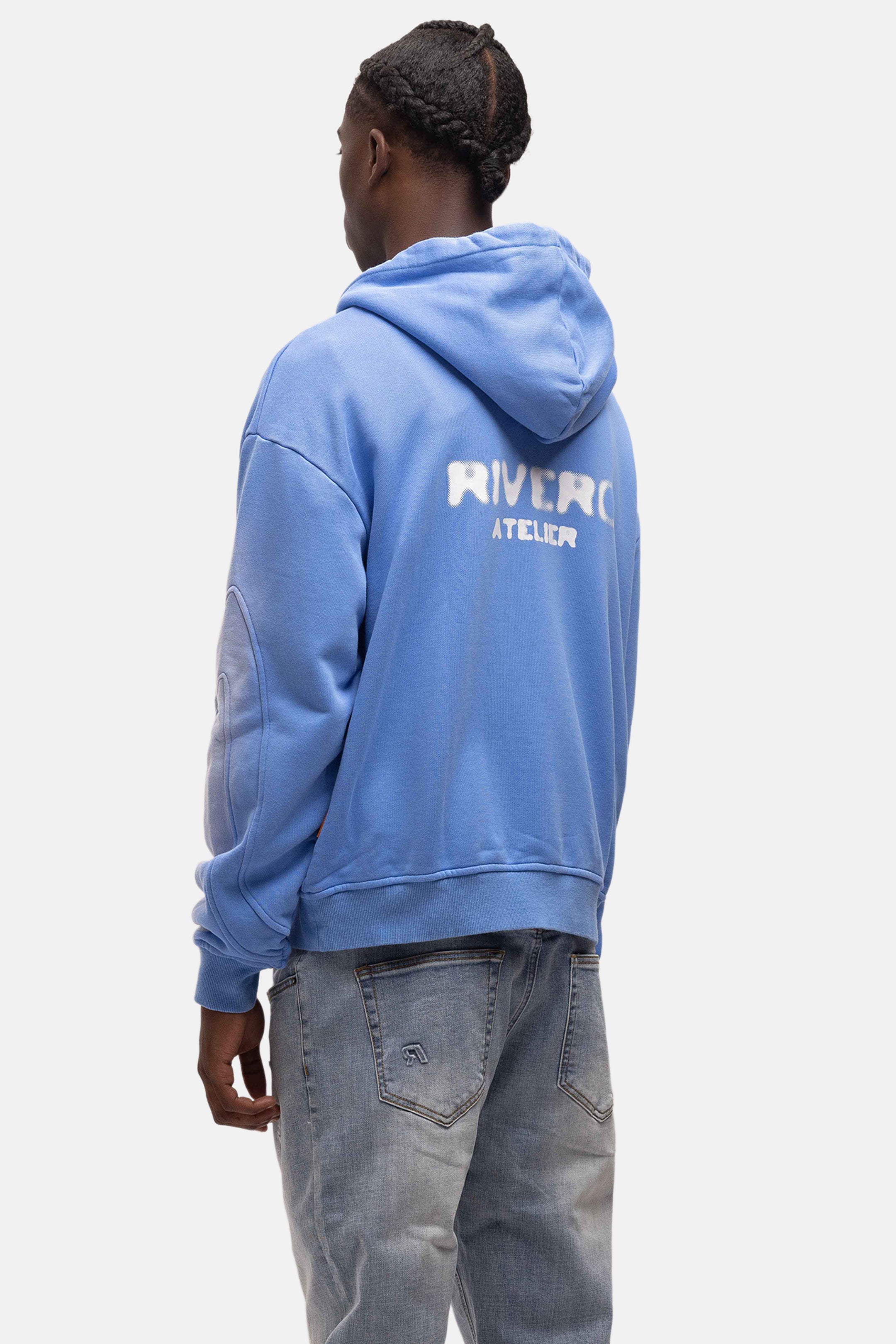 ATELIER SIDE WASHED ZIP HOODIE BLUE