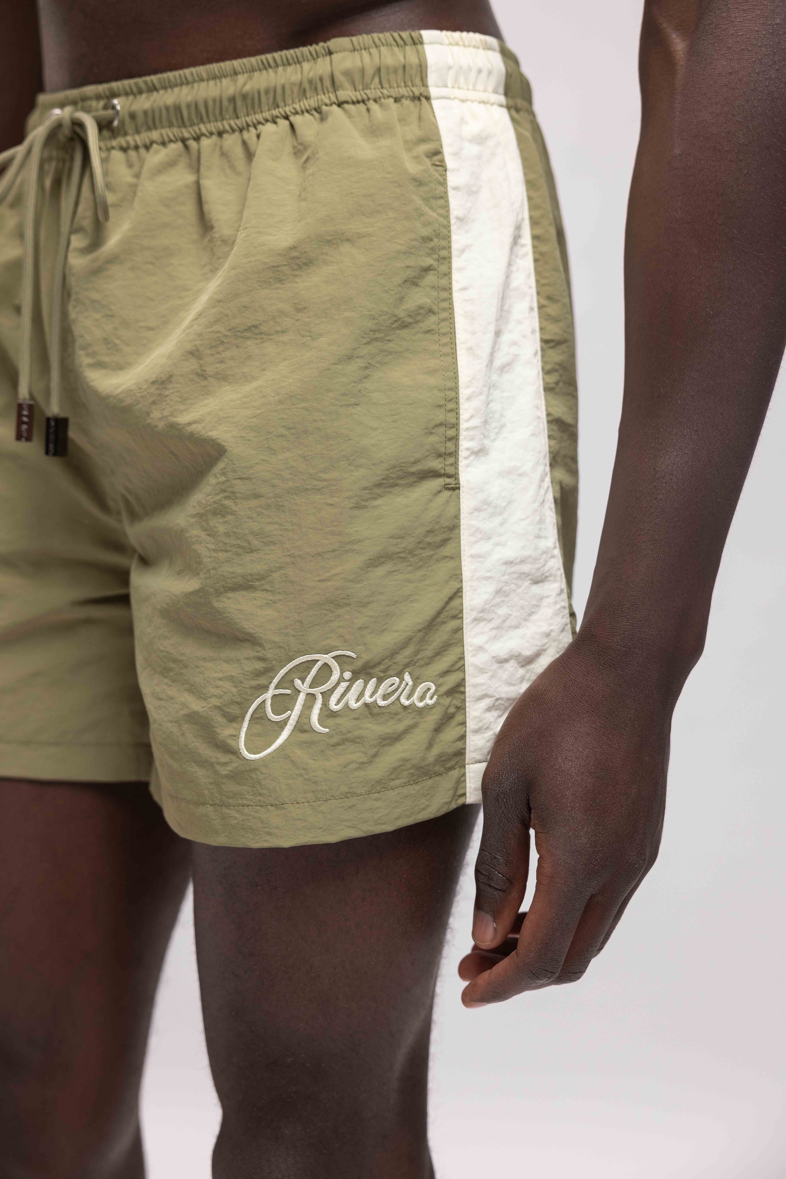 RETRO SWIMSHORTS GREEN/OFF WHITE
