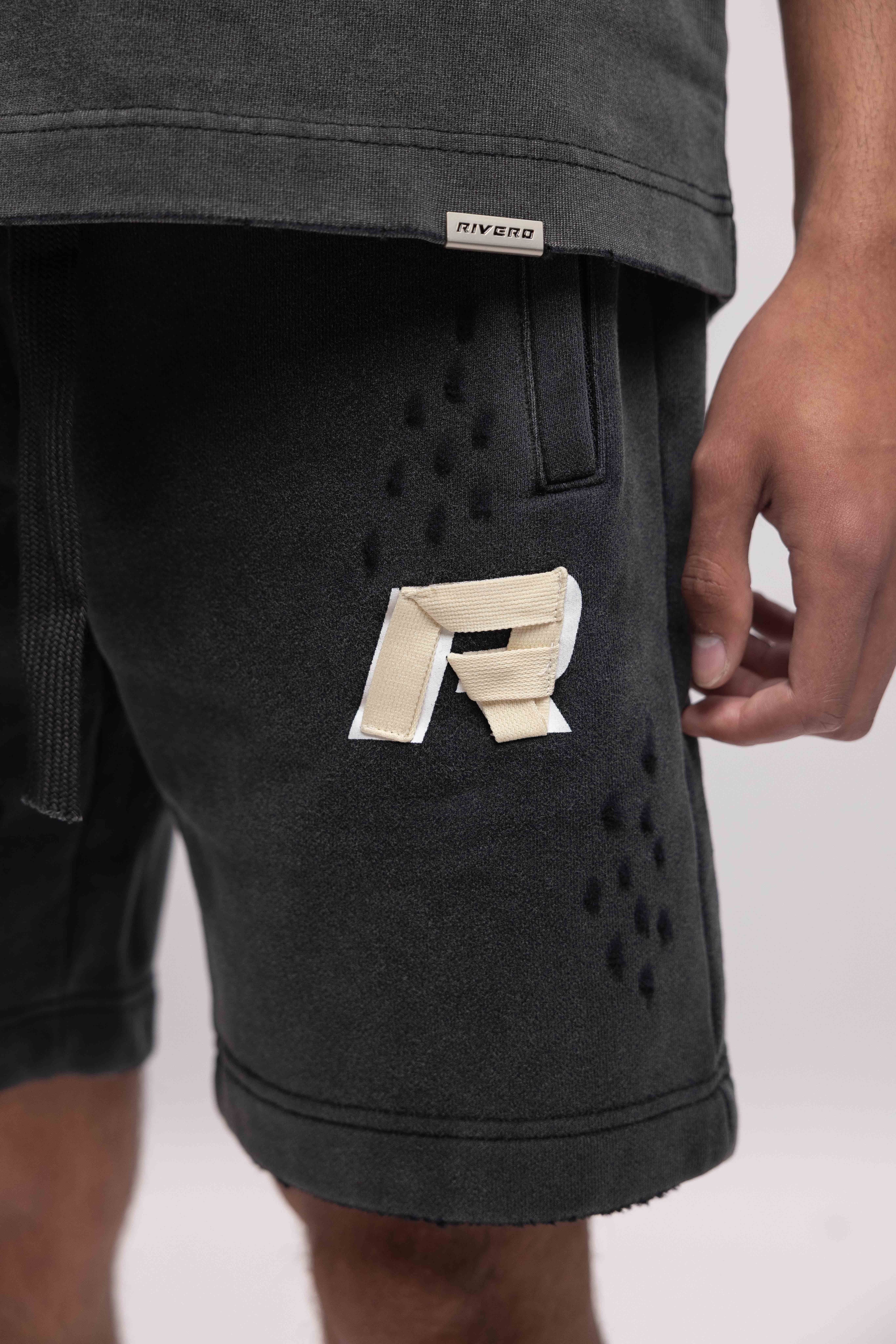 SIGNATURE TAPED SHORTS WASHED BLACK