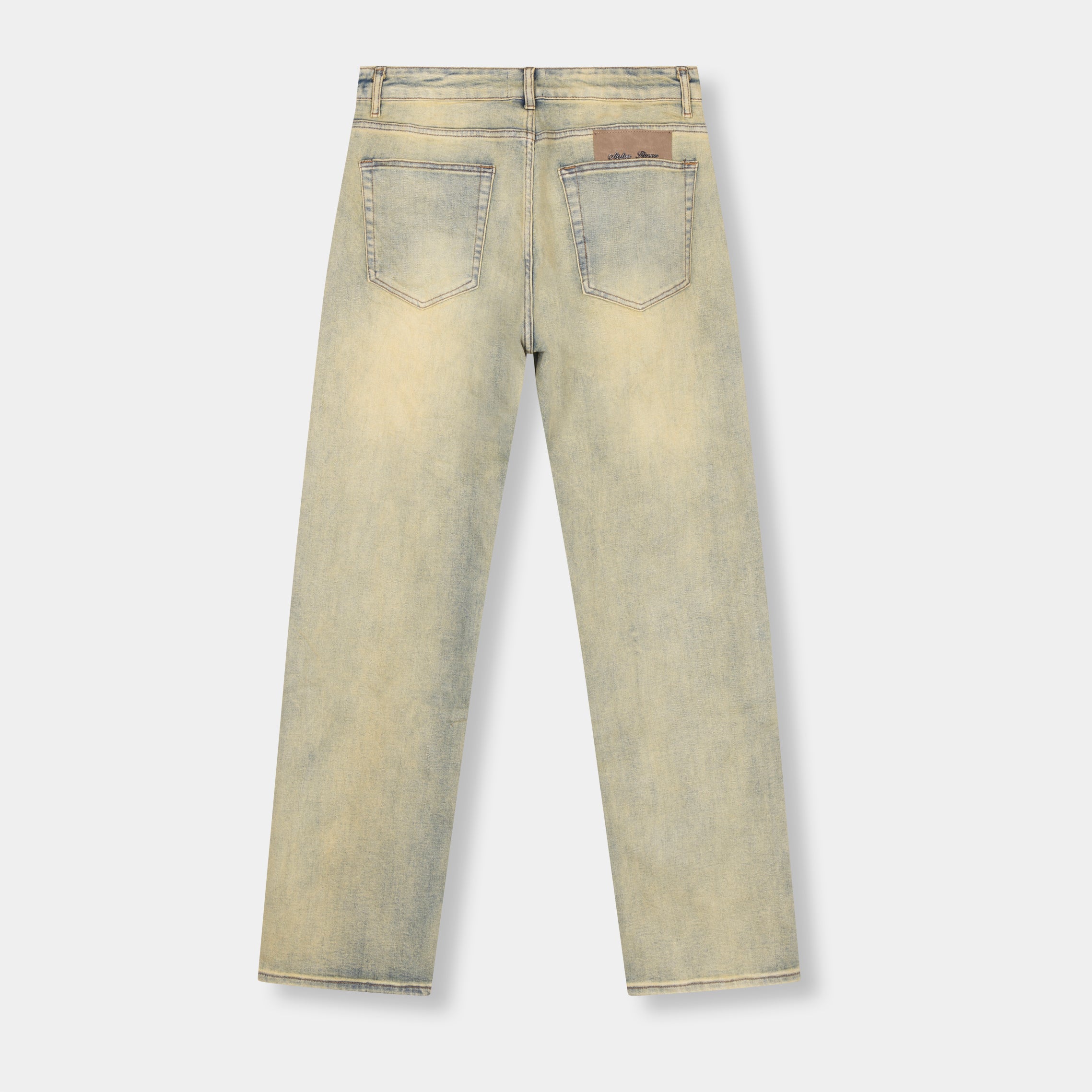SCRIPT WASHED DENIM JEANS