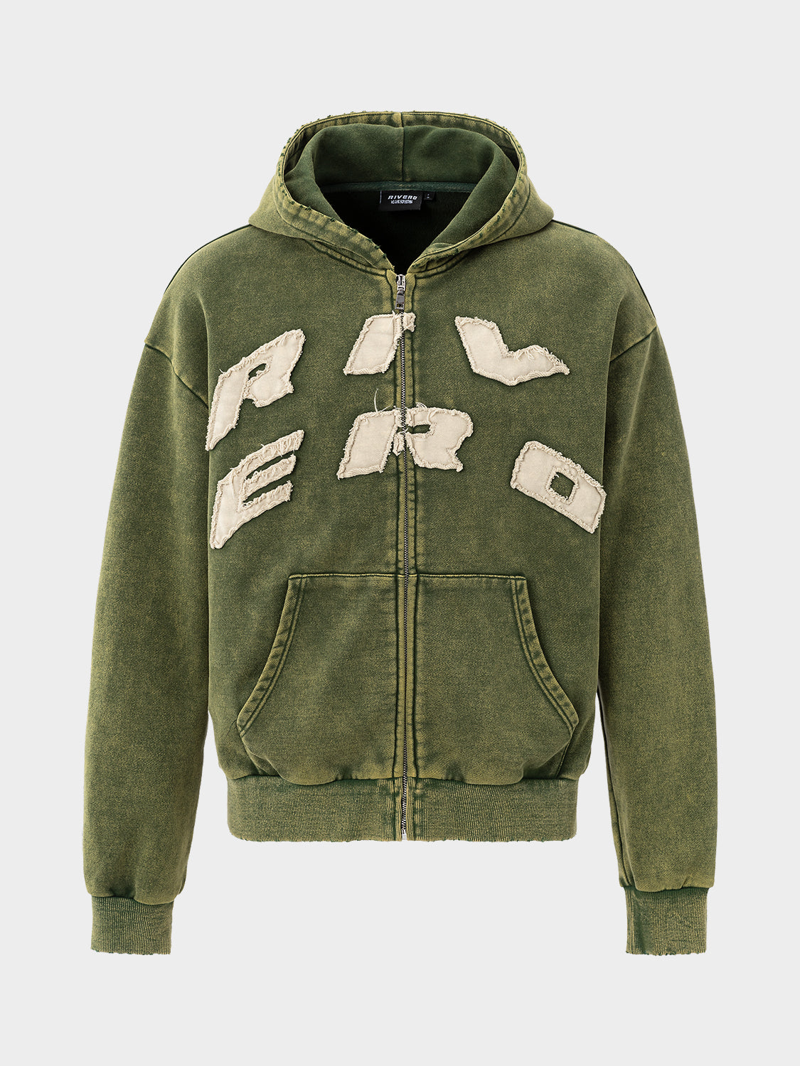 SCRIPT ZIP HOODIE WASHED GREEN