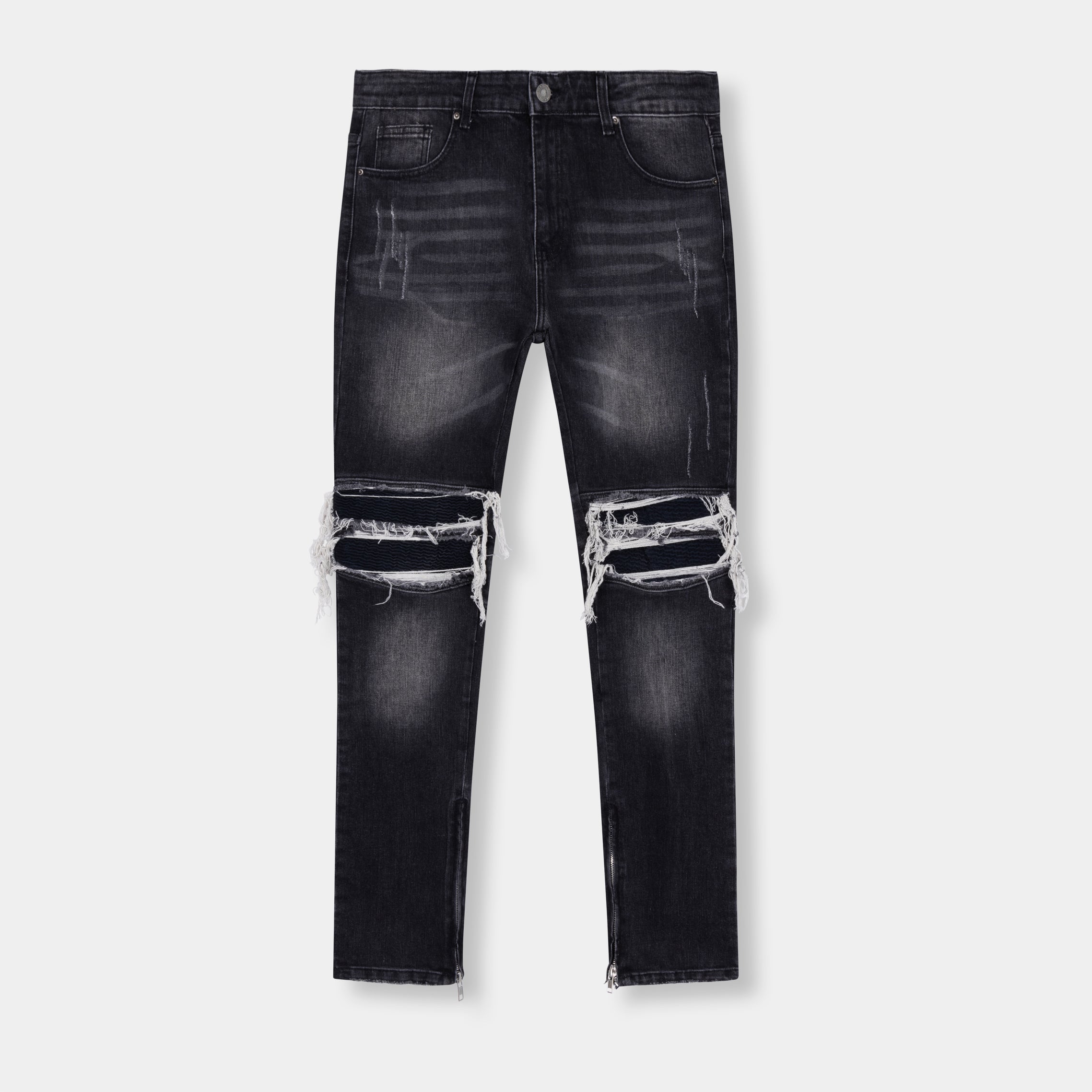 ZIP DENIM JEANS BLACK