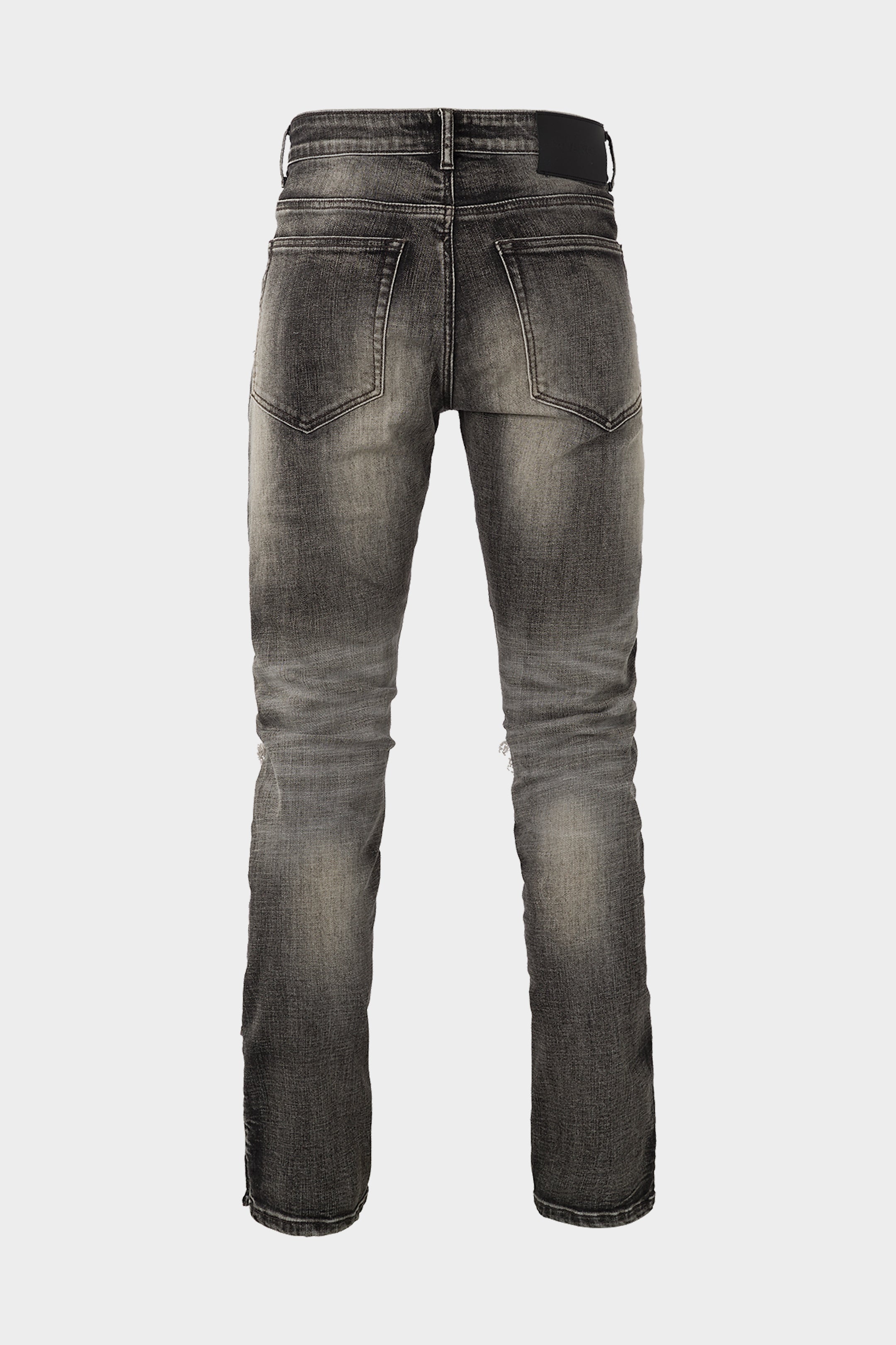 BUTTON RIPPED DENIM JEANS GREY