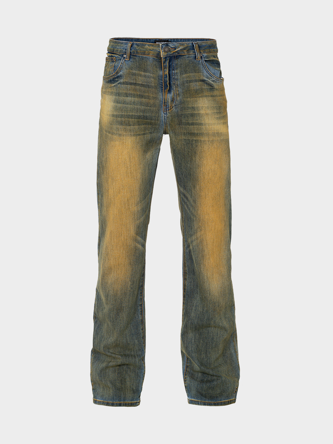 RELAXED EMBOSSED HEAVY WASHED DENIM JEANS