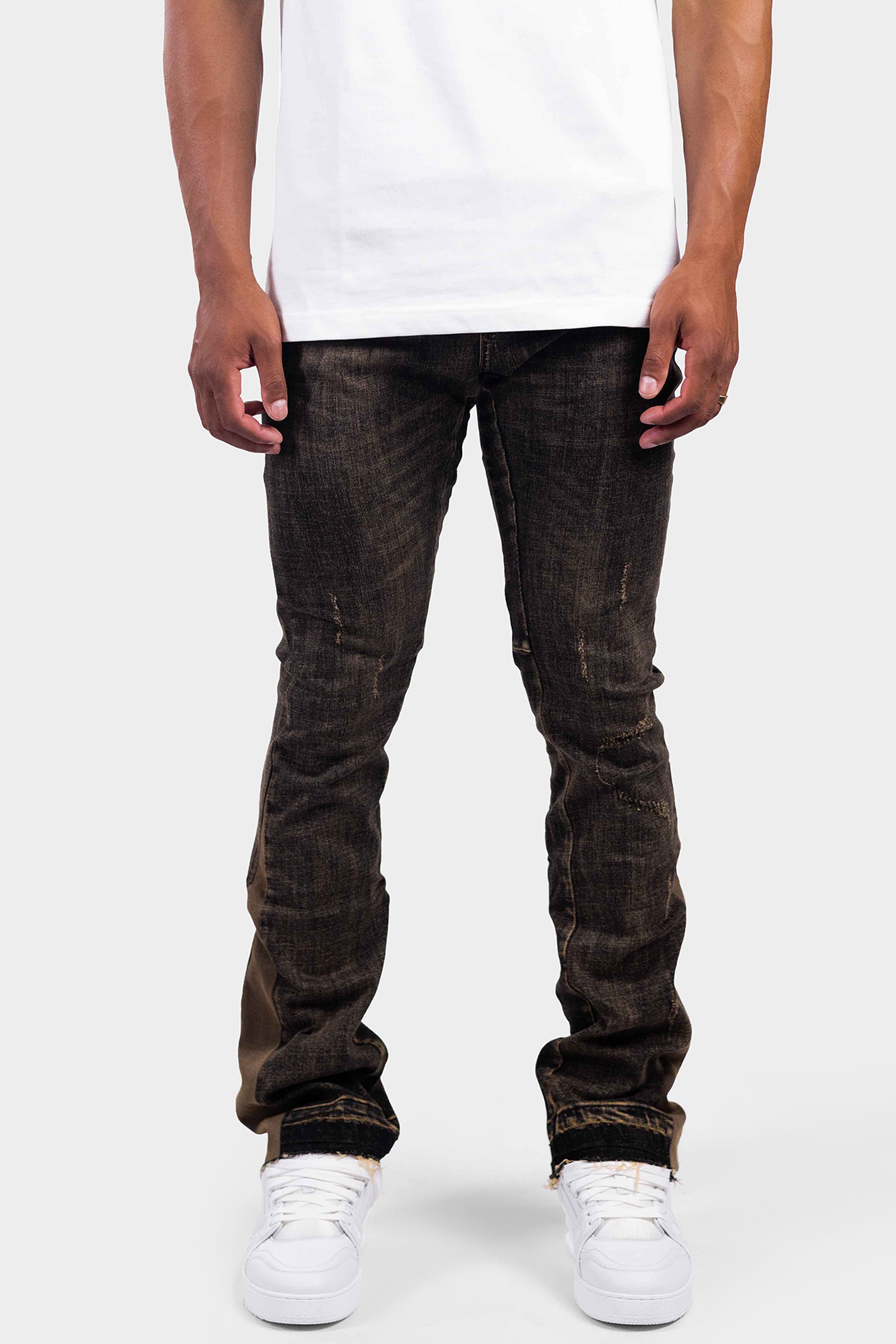 VINTAGE FLARED DENIM JEANS WASHED DARK
