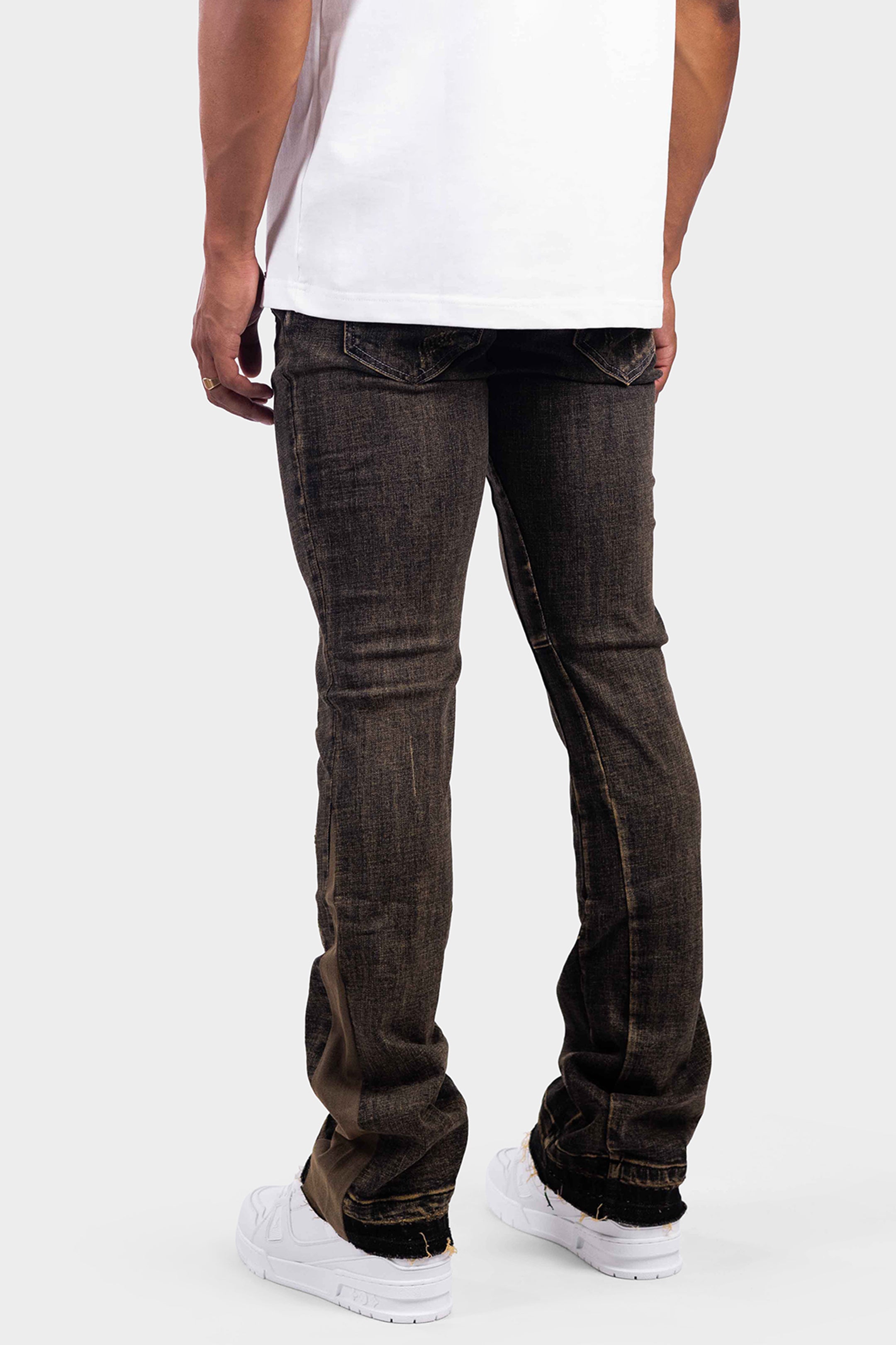 VINTAGE FLARED DENIM JEANS WASHED DARK