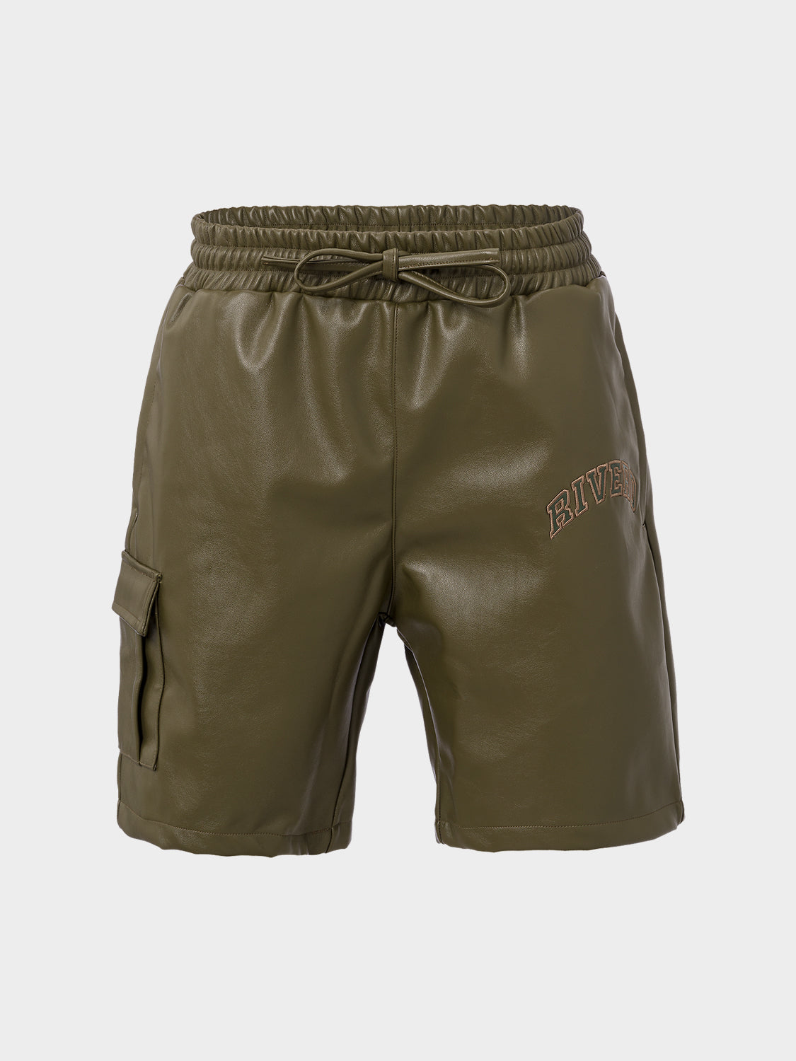 LEATHER CARGO SHORTS ARMY