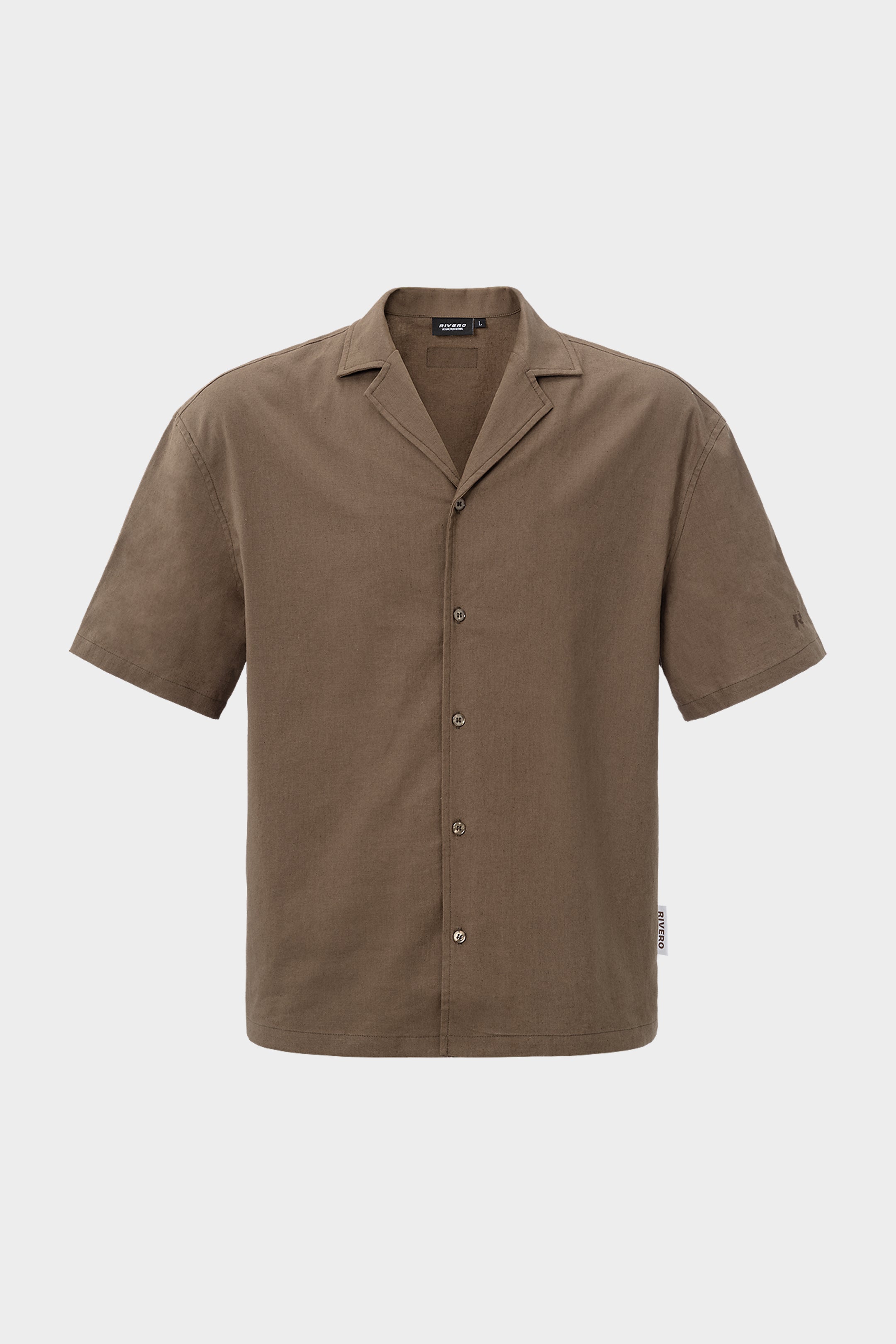 LINEN SHIRT SHORT SLEEVE BROWN