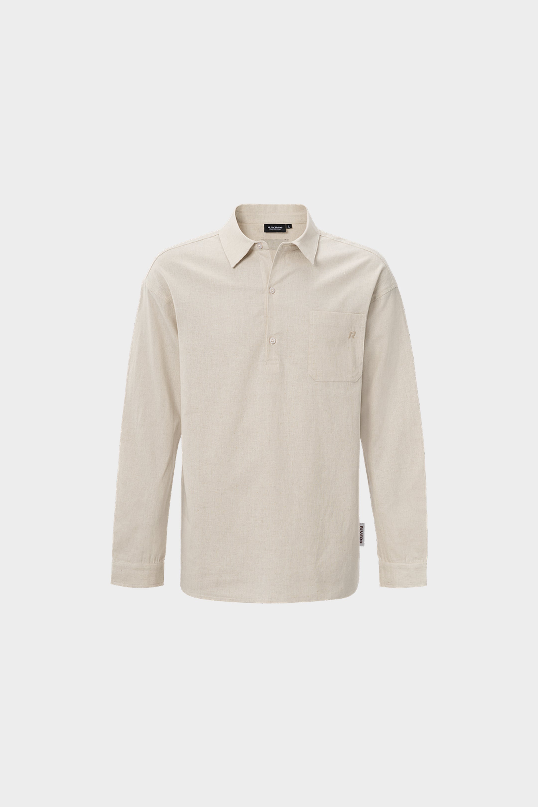 LINEN SHIRT QUARTER BUTTON SAND