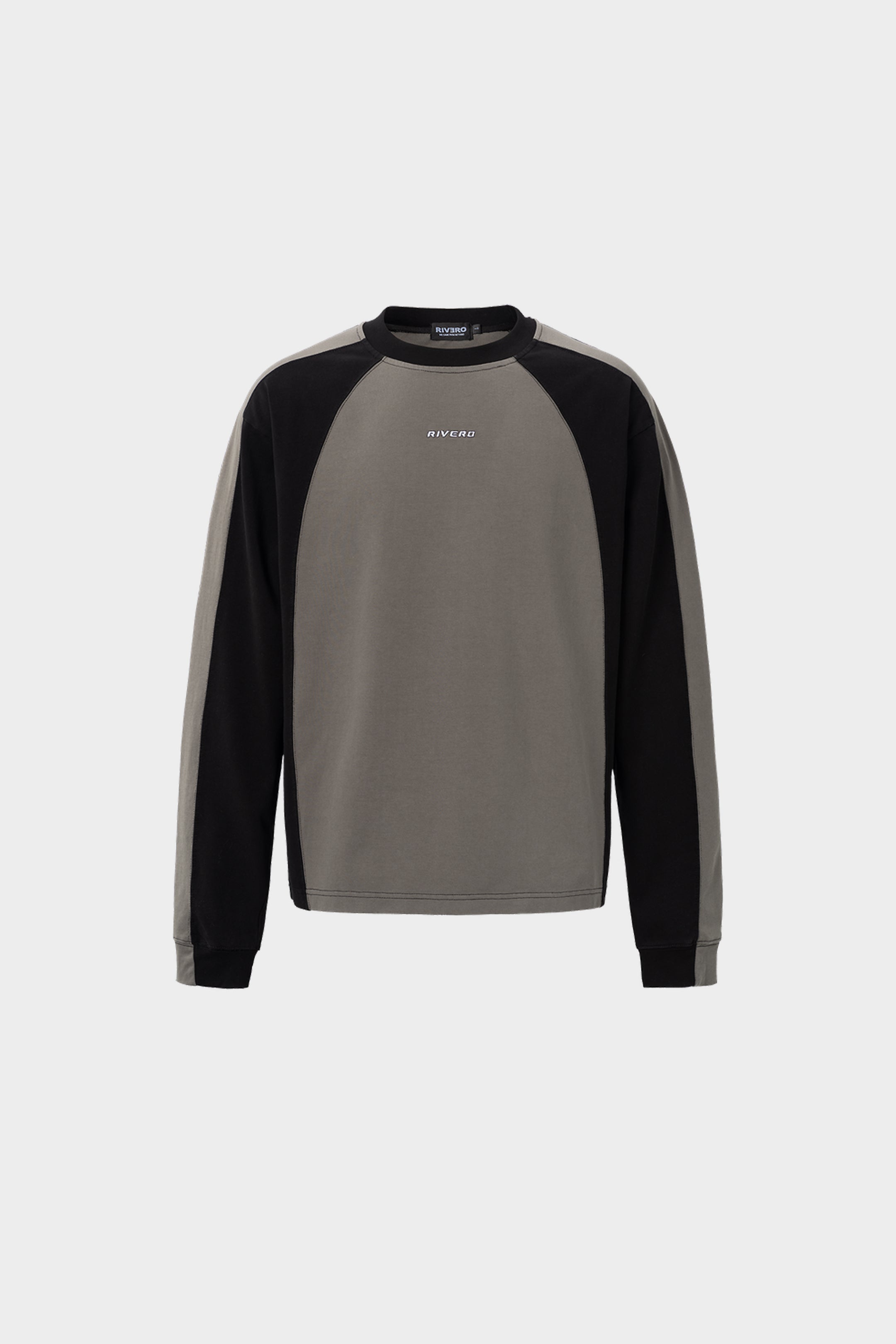 PANELED OVERSIZED LONG SLEEVE TEE BLACK/GREY