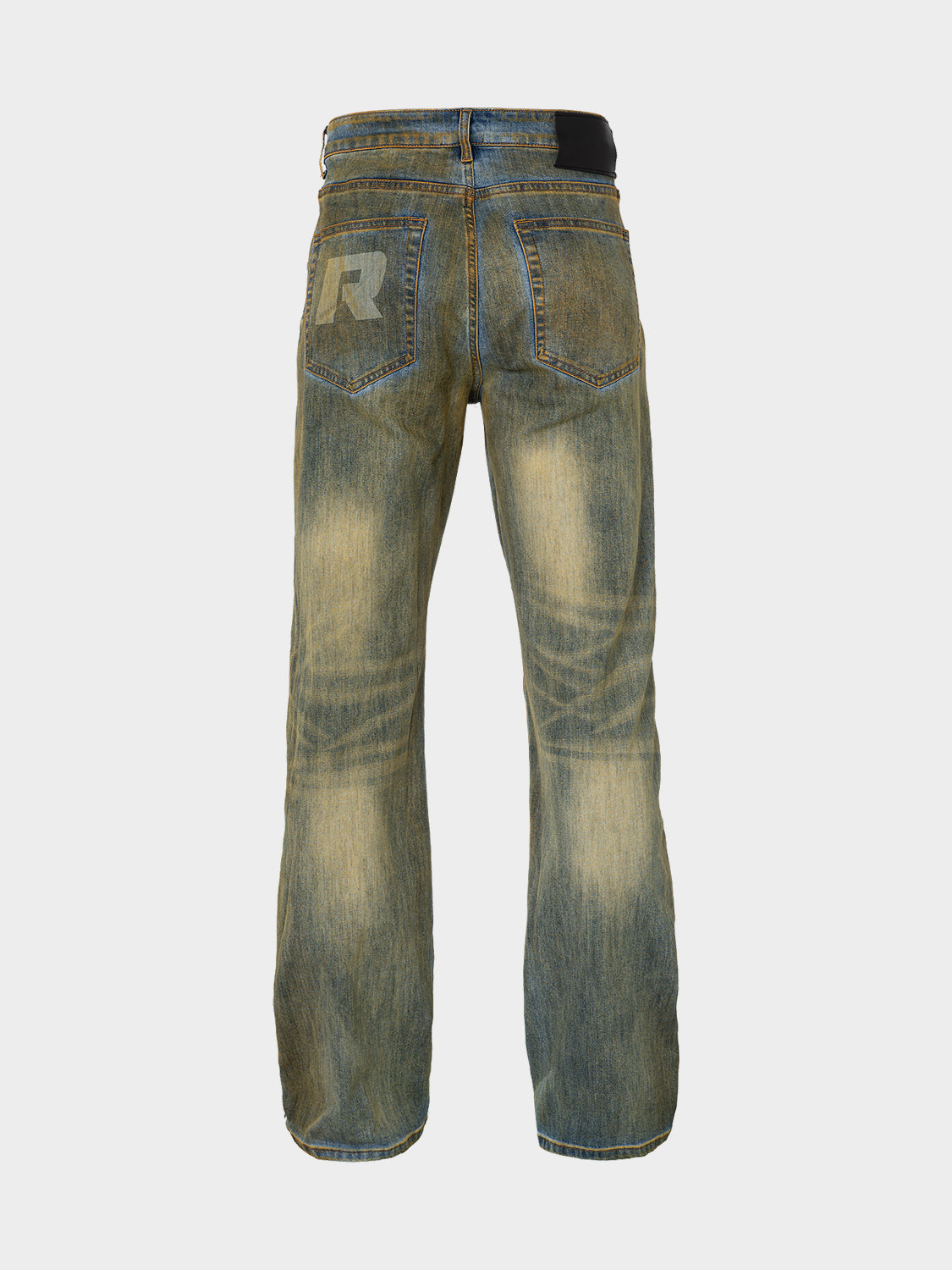 RELAXED EMBOSSED HEAVY WASHED DENIM JEANS