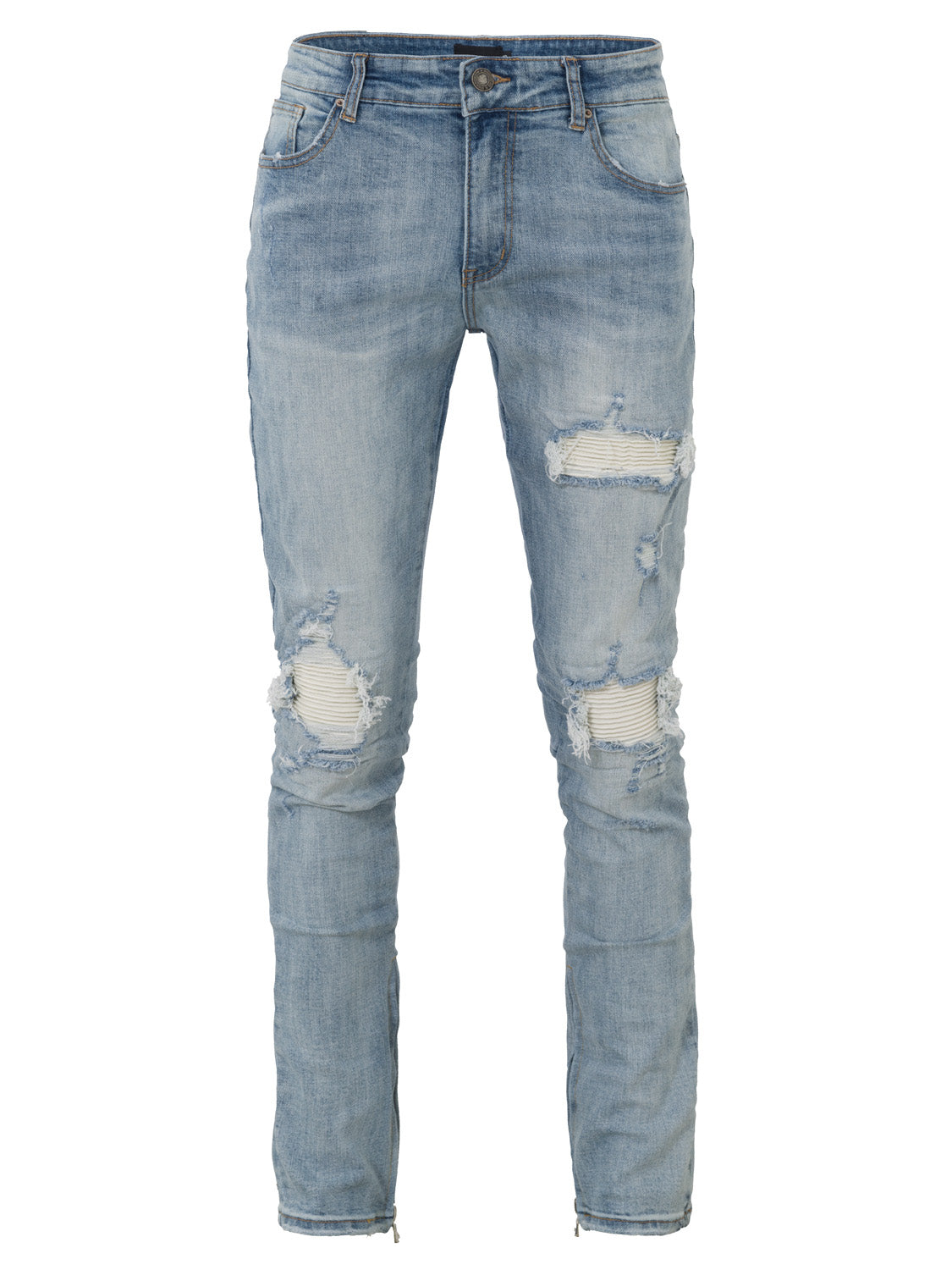 ZIP DENIM JEANS LIGHT BLUE